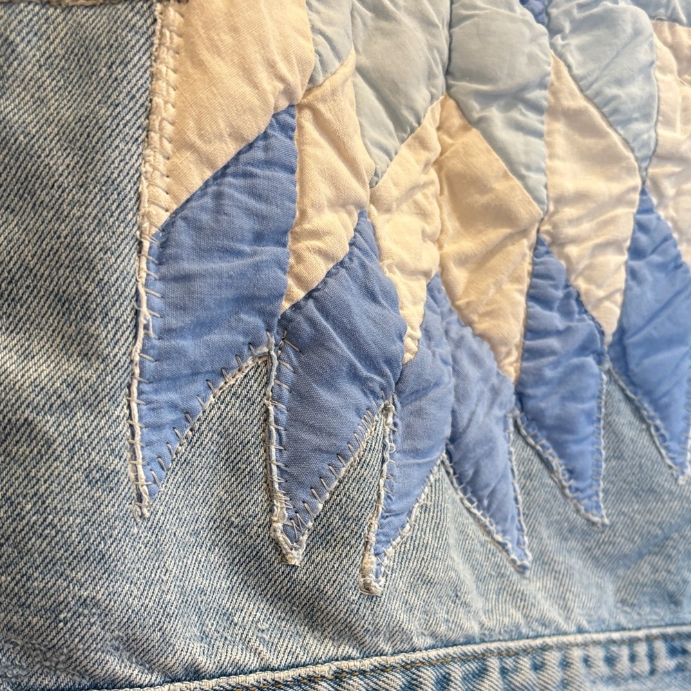 Handmade Patchwork Denim Jacket with Vintage Jean… - image 9